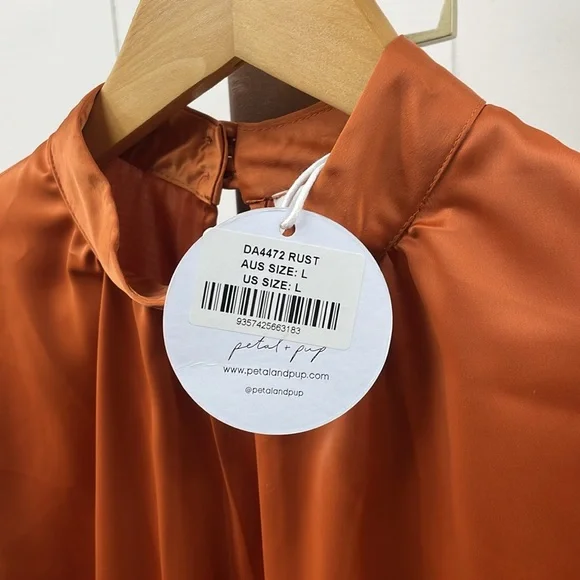 Petal & Pup NWT Rust Orange Satin Torena Dress - Picture 5 of 7